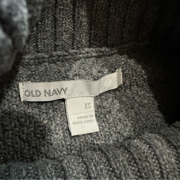 VTG Y2K Grey Chunky Cable Knit Turtleneck Fitted Sweater - Picture 6 of 8